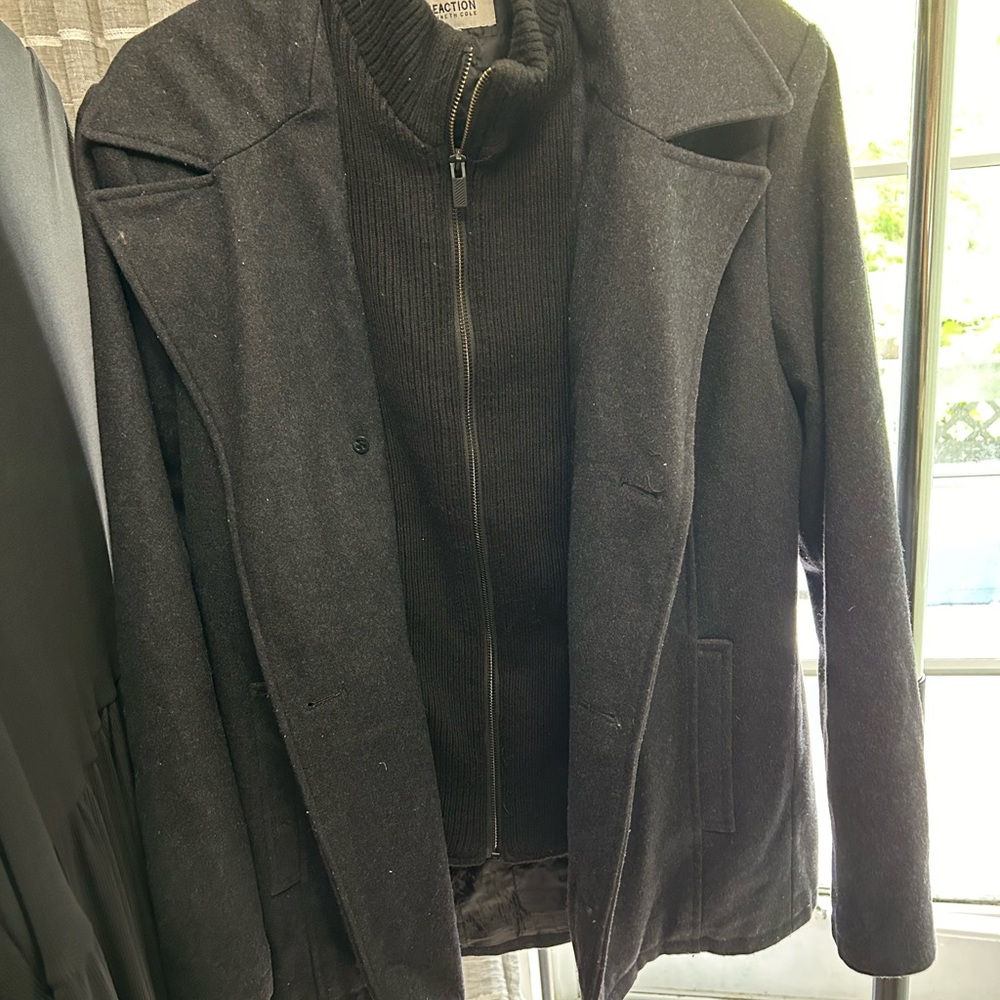 Reaction Kenneth Cole Black Wool Blend Peacoat